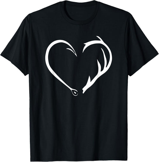 Hunter Antler Fishing Hooks & Shed T-Shirt - T-Shirt | Black