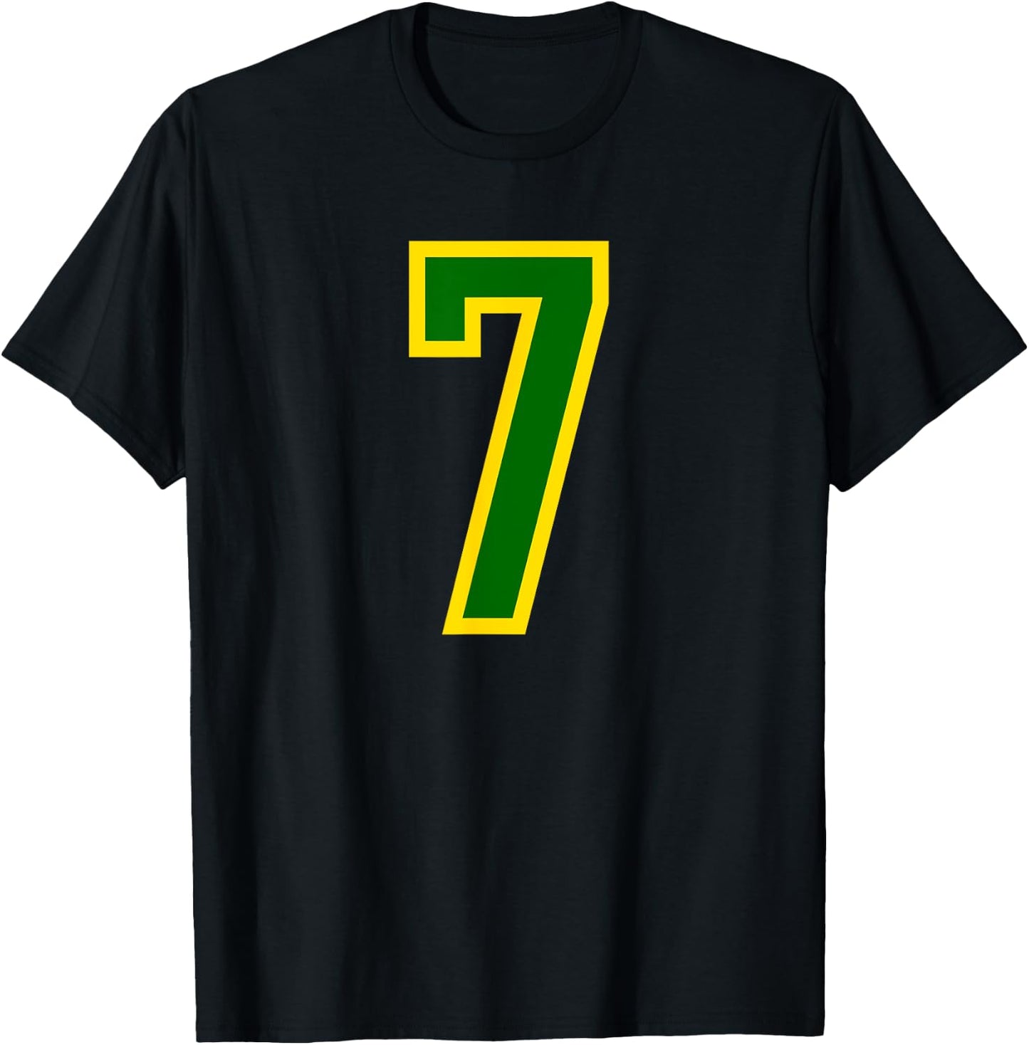 Number #7 Green Yellow Sport Number 7 T-Shirt - T-Shirt | Black