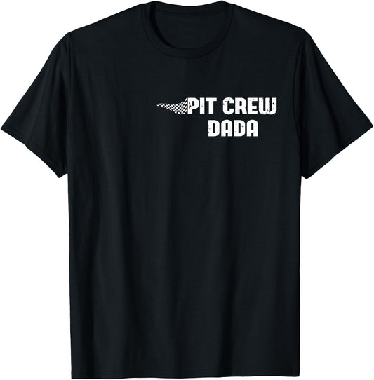 Pit Crew Dada Racing Car Family Matching Birthday Party T-Shirt - T-Shirt | Black