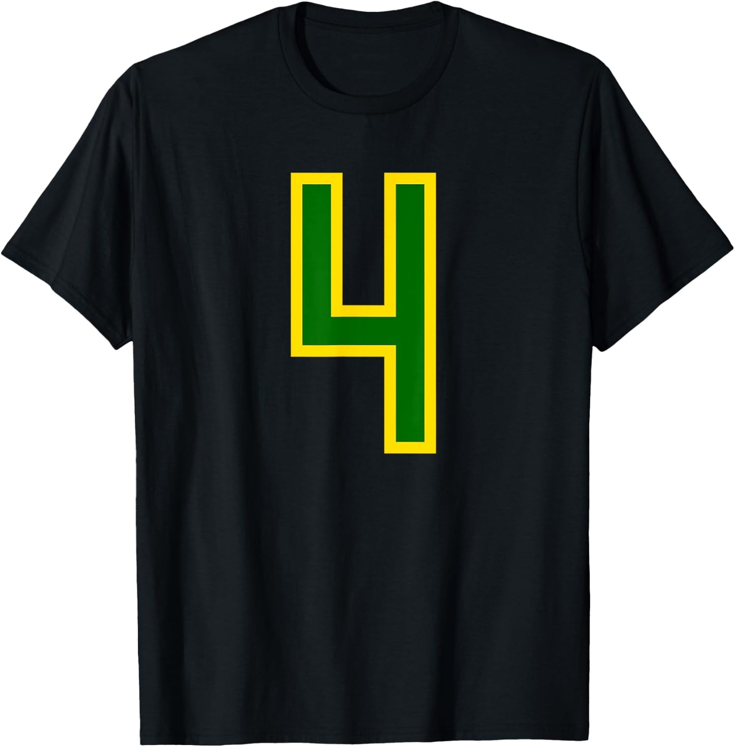 Number #4 Green Yellow Sport Number 4 T-Shirt - T-Shirt | Black