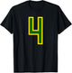 Number #4 Green Yellow Sport Number 4 T-Shirt - T-Shirt | Black