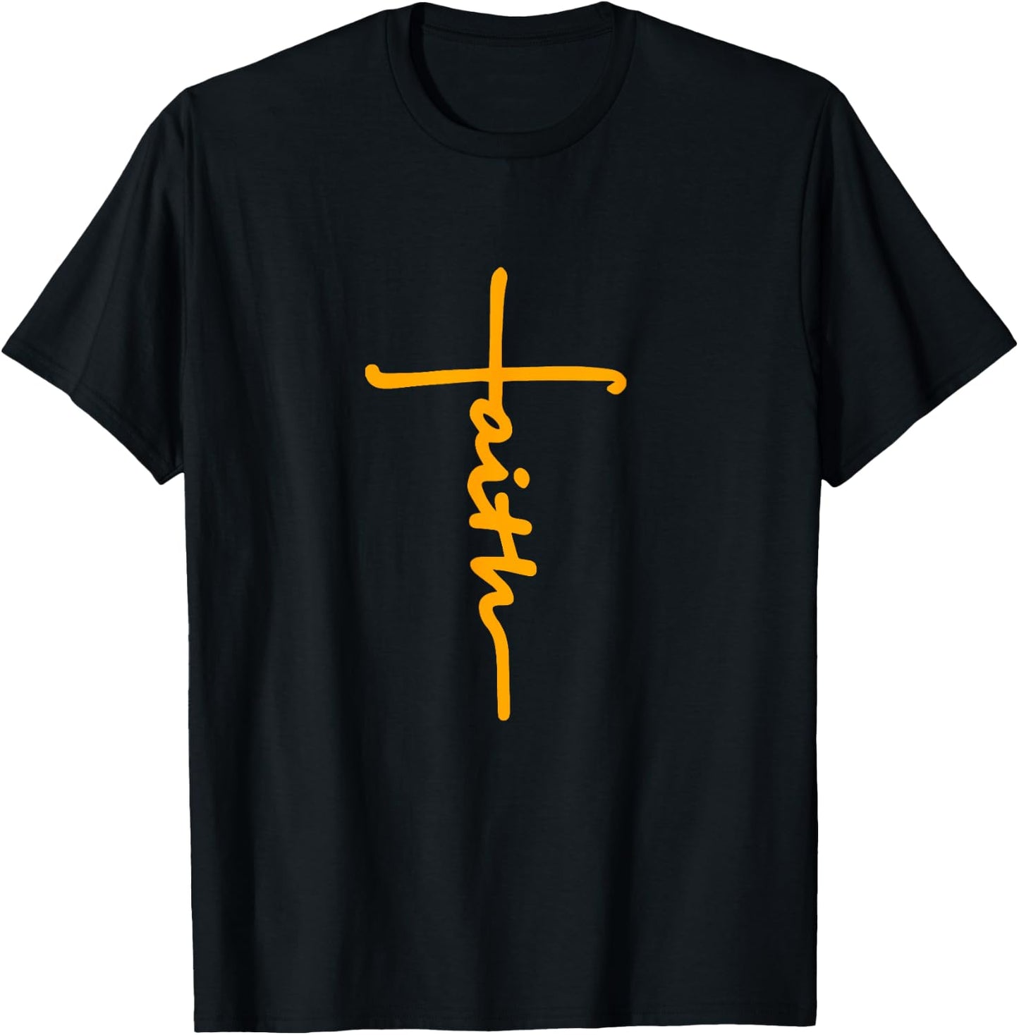 Christian Faith Cross Orange Believers Christians Religious T-Shirt - T-Shirt | Black