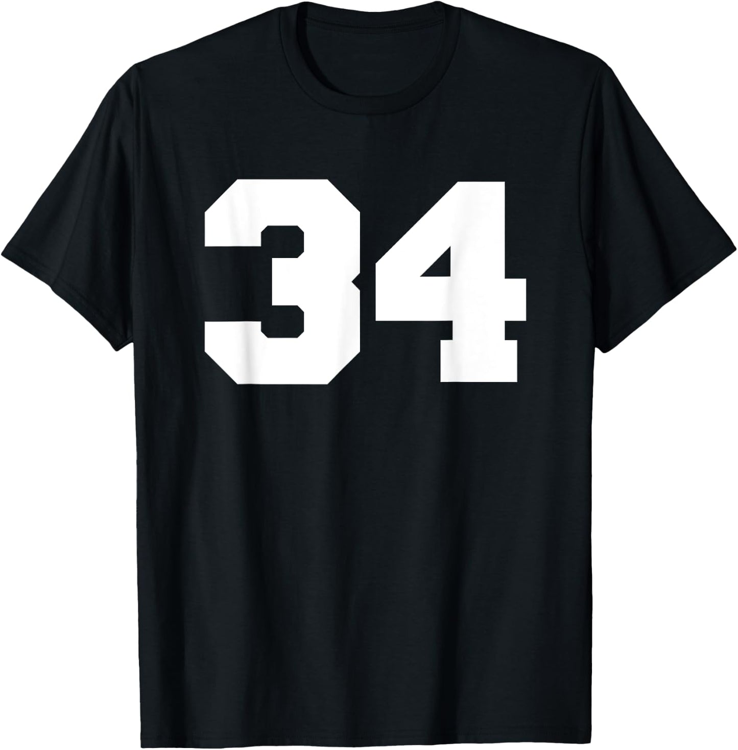 Number 34 Sports Jersey Player #34 Fan FRONT PRINT Varsity T-Shirt - T-Shirt | Black