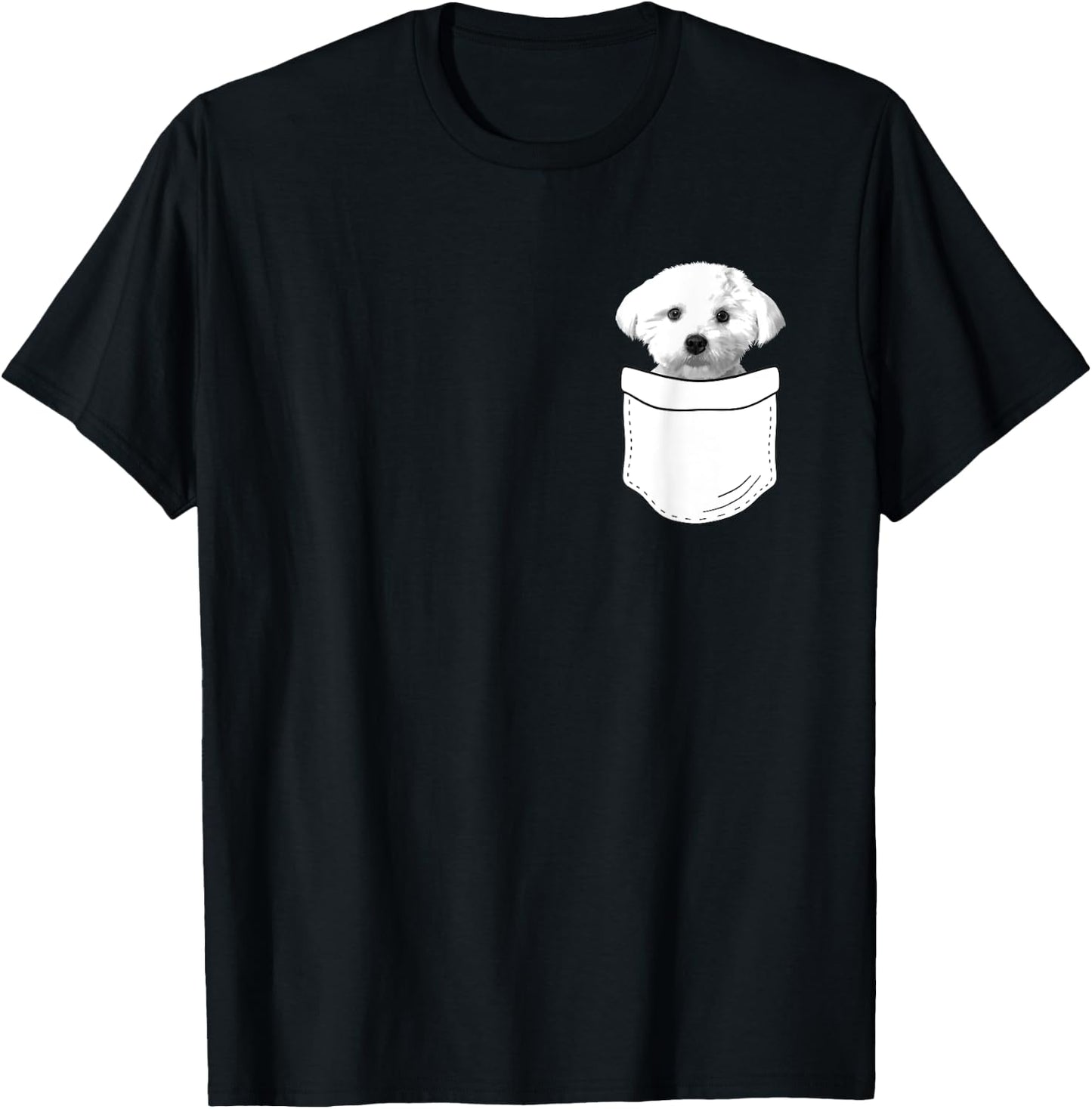 Cool Maltese Art Women Dog In A Pocket Dog Trainer T-Shirt - T-Shirt | Black