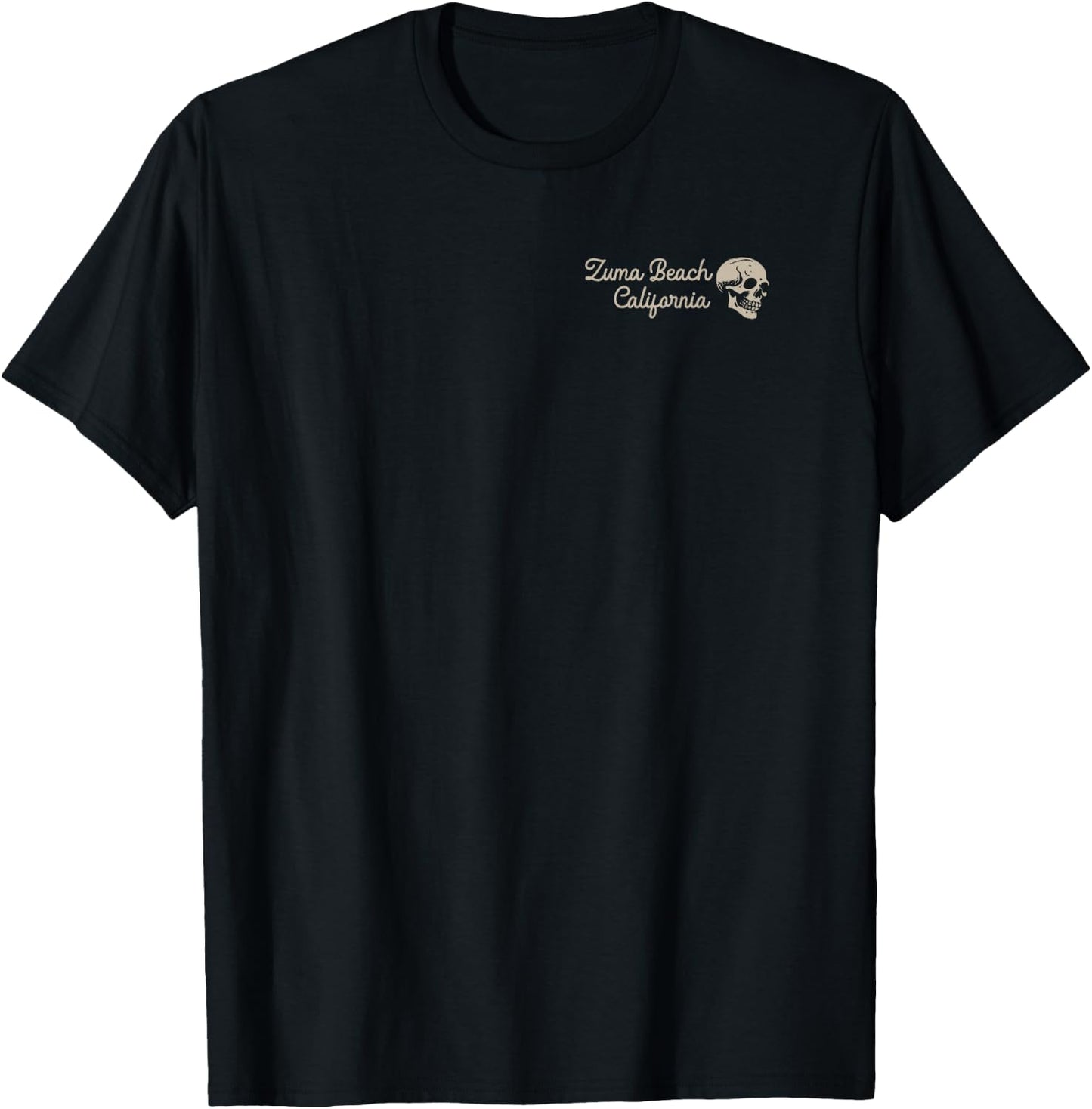 Zuma Beach California CA Retro Surfer Front & Back Men Women T-Shirt - T-Shirt | Black