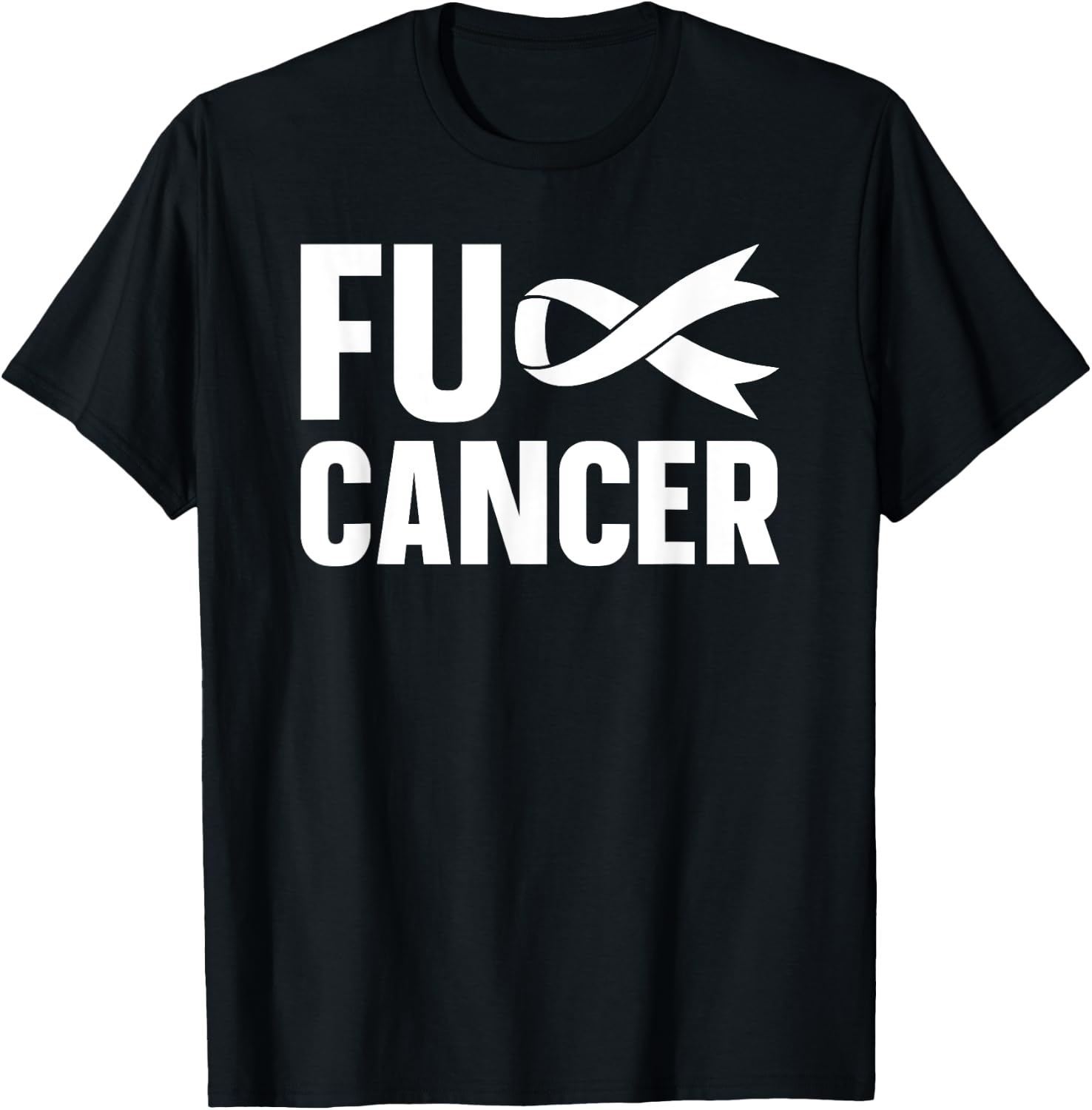 FUCK CANCER Lung Cancer Awareness White Ribbon T-Shirt - T-Shirt | Black