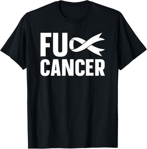 FUCK CANCER Lung Cancer Awareness White Ribbon T-Shirt - T-Shirt | Black