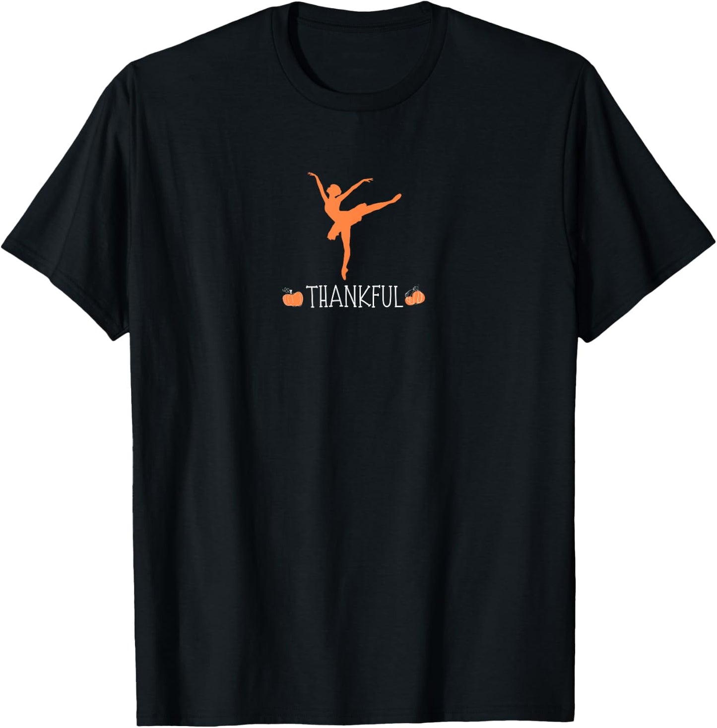 Thankful Ballerina Thanksgiving Ballet Dancer Autumn Graphic T-Shirt - T-Shirt | Black