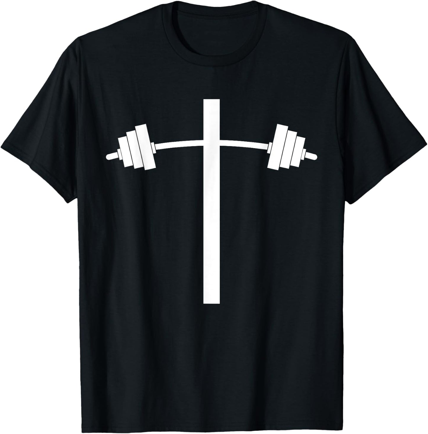 Barbell Dumbbell Cross Christian Jesus Gym Workout Lifting T-Shirt - T-Shirt | Black