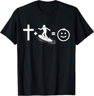 Jesus and surf makes me happy, Gift Christian surfers. T-Shirt - T-Shirt | Black