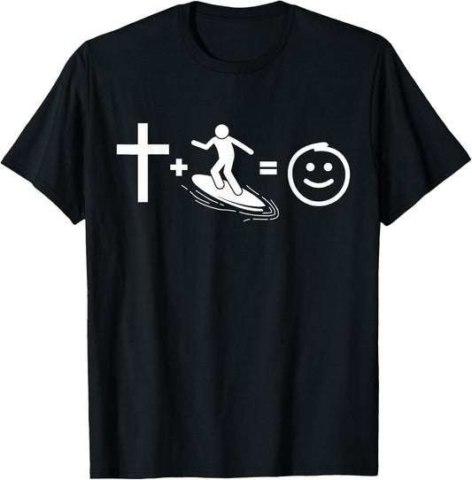Jesus and surf makes me happy, Gift Christian surfers. T-Shirt - T-Shirt | Black