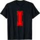 Letter I Red Monogram Initial T-Shirt - T-Shirt | Black