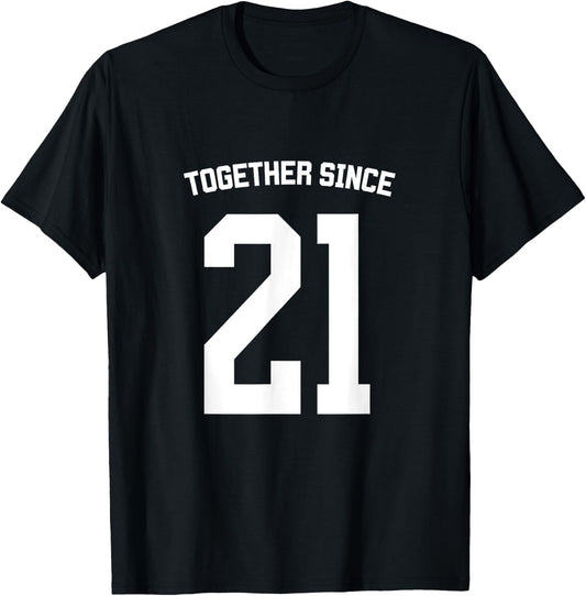 Together Since 2021 Engagement Married Friends Couples Retro T-Shirt - T-Shirt | Black