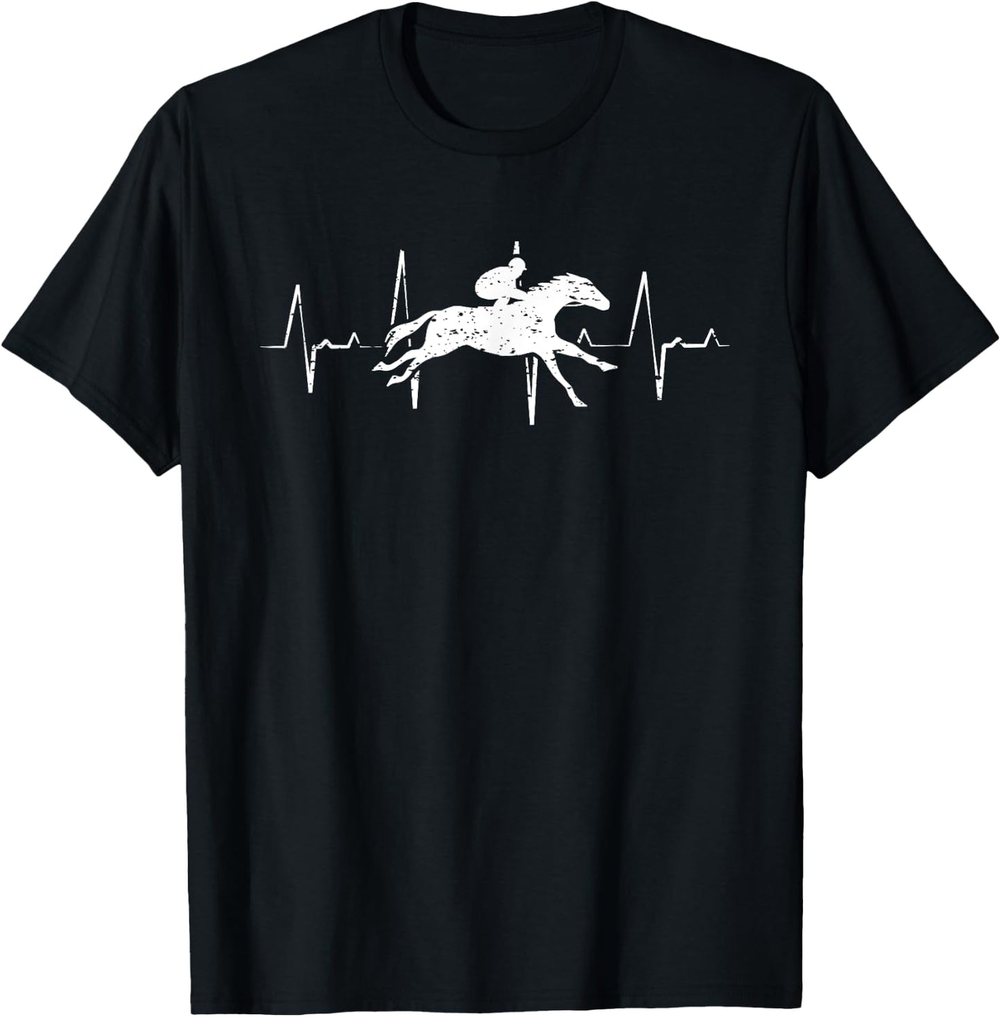 Heartbeat Heartline Heart Rate Horse Racing T-Shirt - T-Shirt | Black
