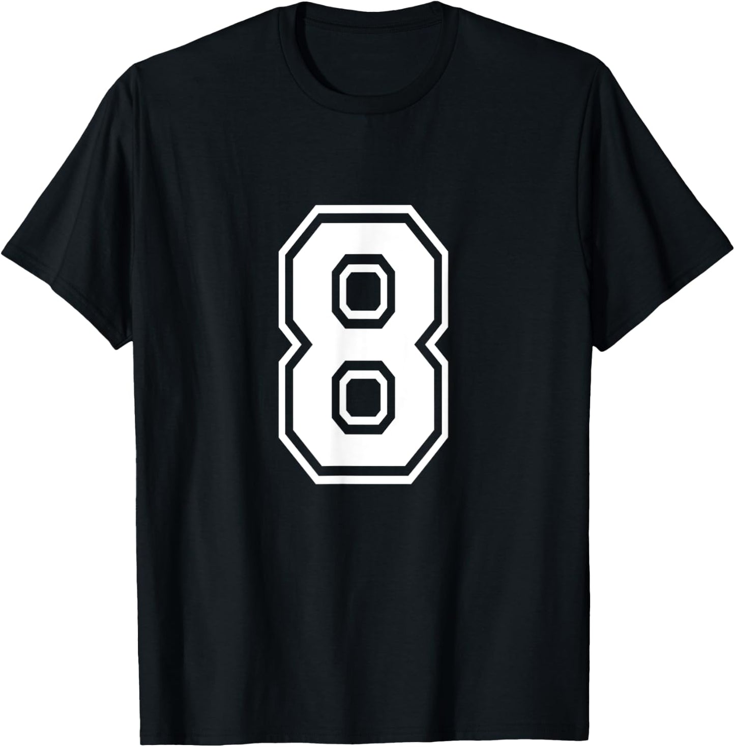 Number 8 Front + Back Varsity Sports Team 8th Birthday T-Shirt - T-Shirt | Black