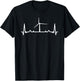Vintage Renewable Energy Windmill Heartbeat Wind Turbine T-Shirt - T-Shirt | Black