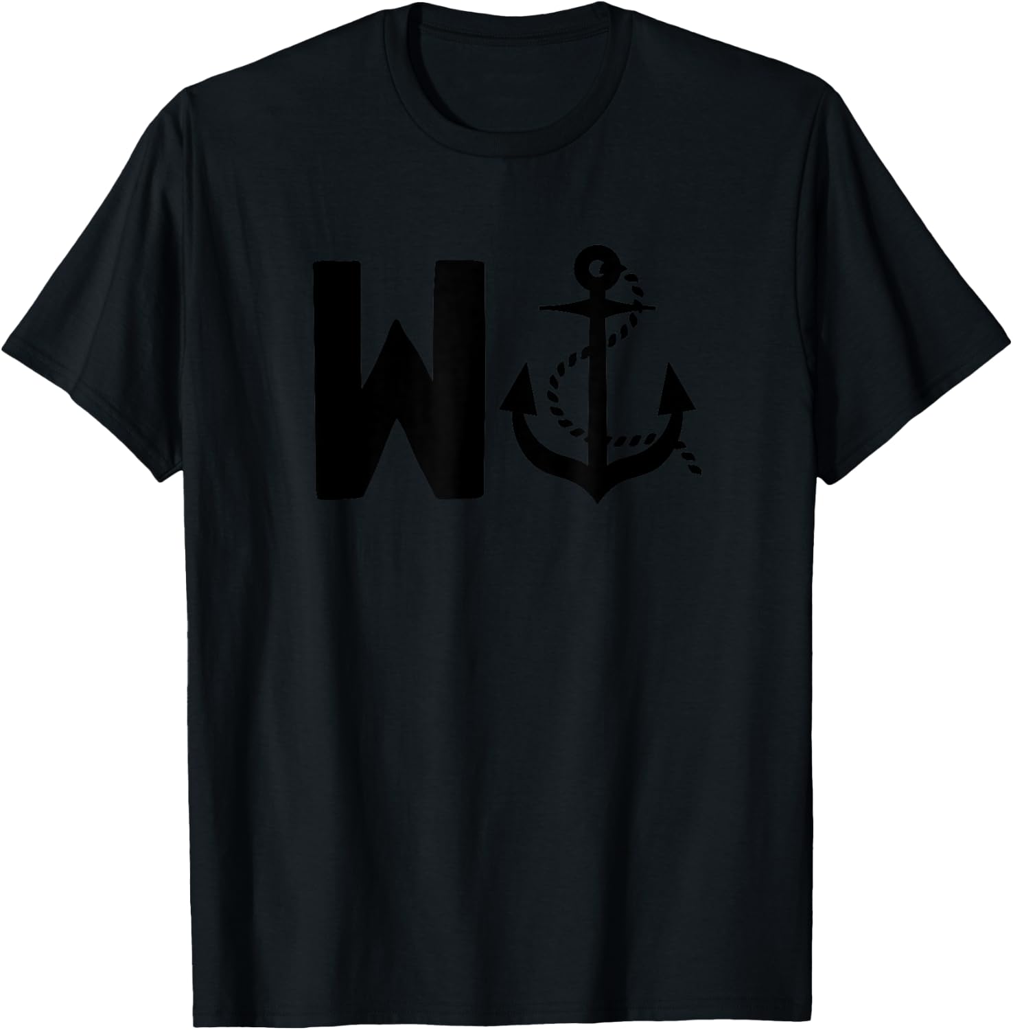 Sarcastic Saying W ANCHOR Funny Wanker Sailing Enthusiasts T-Shirt - T-Shirt | Black