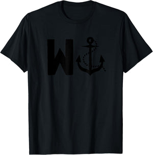 Sarcastic Saying W ANCHOR Funny Wanker Sailing Enthusiasts T-Shirt - T-Shirt | Black