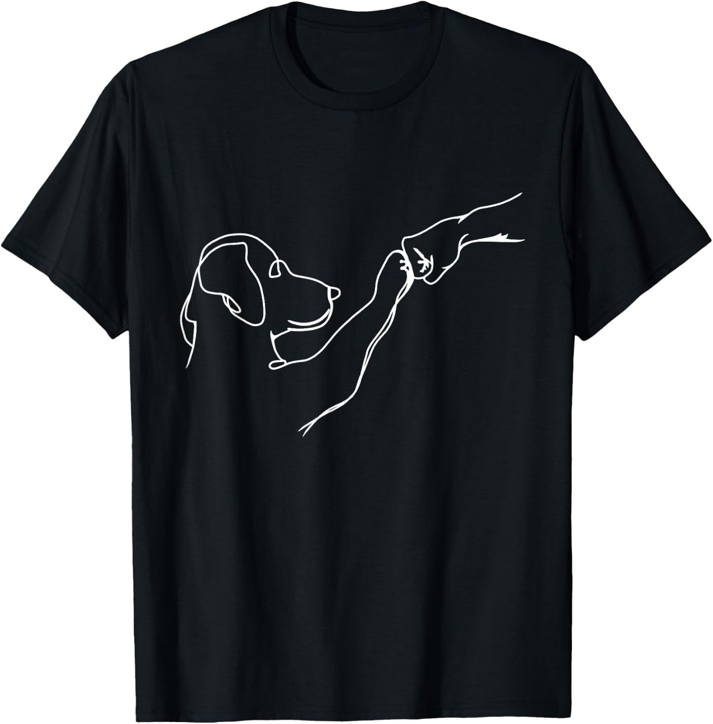 Dog and People Punch Hand Dog Man Friendship Bump Dog's Paw T-Shirt - T-Shirt | Black