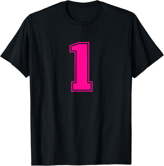 1 Pink Sport Number T-Shirt - T-Shirt | Black