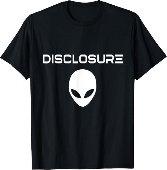 'Disclosure' Alien / USO / UAP / Alien / UFO / Modern Font T-Shirt - T-Shirt | Black