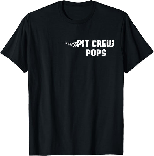 Pit Crew Pops Racing Car Family Matching Birthday Party T-Shirt - T-Shirt | Black