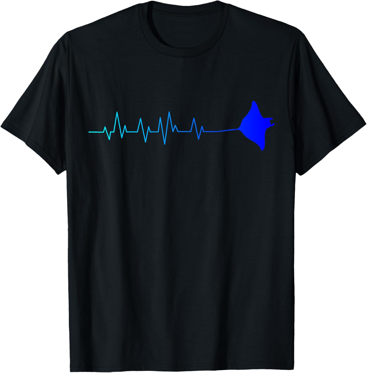 Manta Ray Heartbeat Stingray Fish Ocean Biologist T-Shirt - T-Shirt | Black
