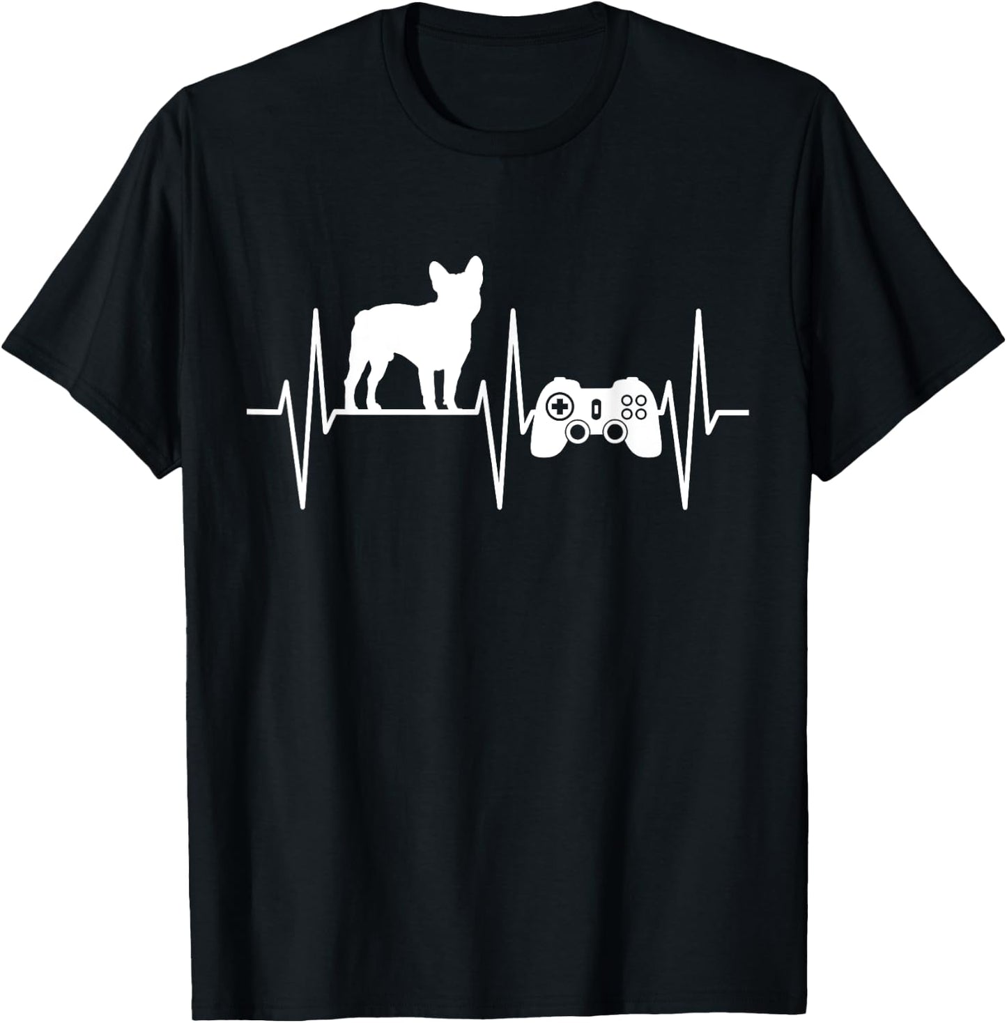 French Bulldog Shirt Gamer Video Gaming EKG Bulldog Lover Women Kids T-Shirt - T-Shirt | Black