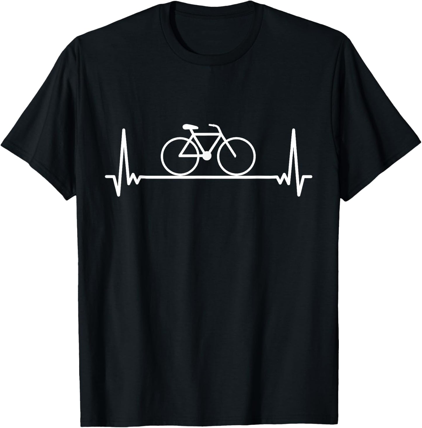 Bike wheel cyclist ecg heartbeat bicycle design T-Shirt - T-Shirt | Black