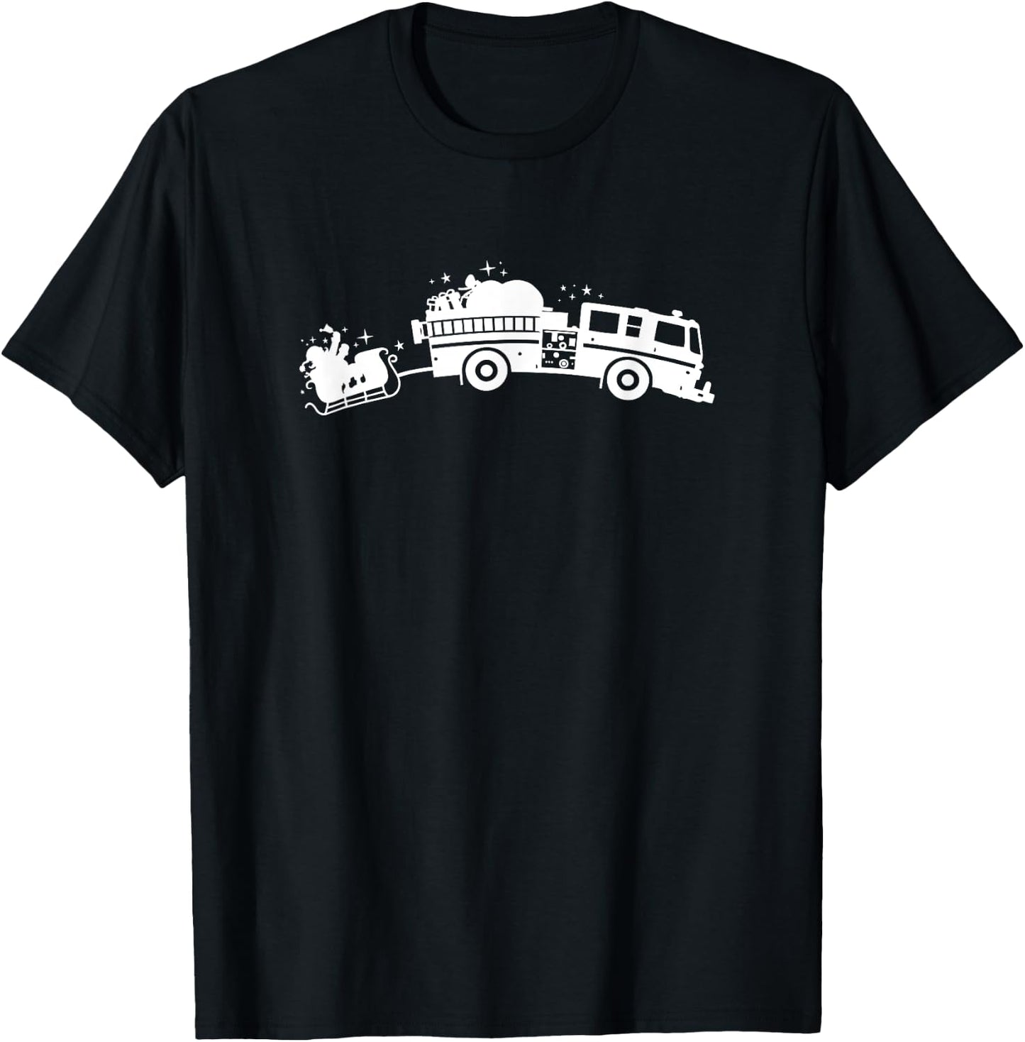 Fire Engine Santa Claus Fireman Christmas T-Shirt - T-Shirt | Black