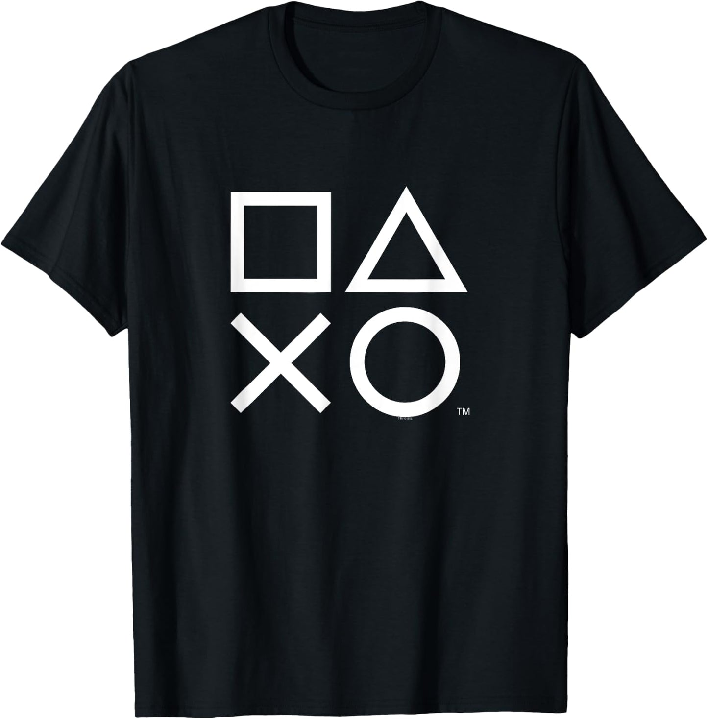 PlayStation PS5 Gamer Controller Icons in Classic White T-Shirt - T-Shirt | Black