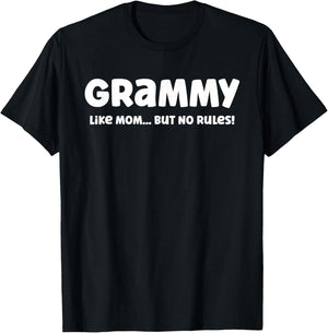 Grammy Like Mom But No Rules Cute Funny First Time Grammy T-Shirt - T-Shirt | Black