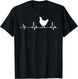 Chicken Heartbeat Pulse Cool Funny Chicken T-Shirt - T-Shirt | Black