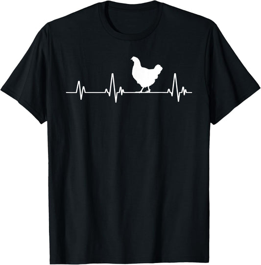 Chicken Heartbeat Pulse Cool Funny Chicken T-Shirt - T-Shirt | Black