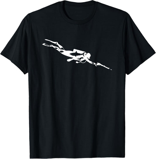 Spearfisher Spear Fishing Silhouette Spearfishing T-Shirt - T-Shirt | Black