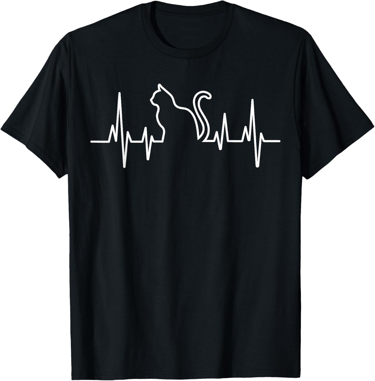 CAT HEARTBEAT Shirt Heart Beat for Mom Dad Kitty Cat Lovers T-Shirt - T-Shirt | Black
