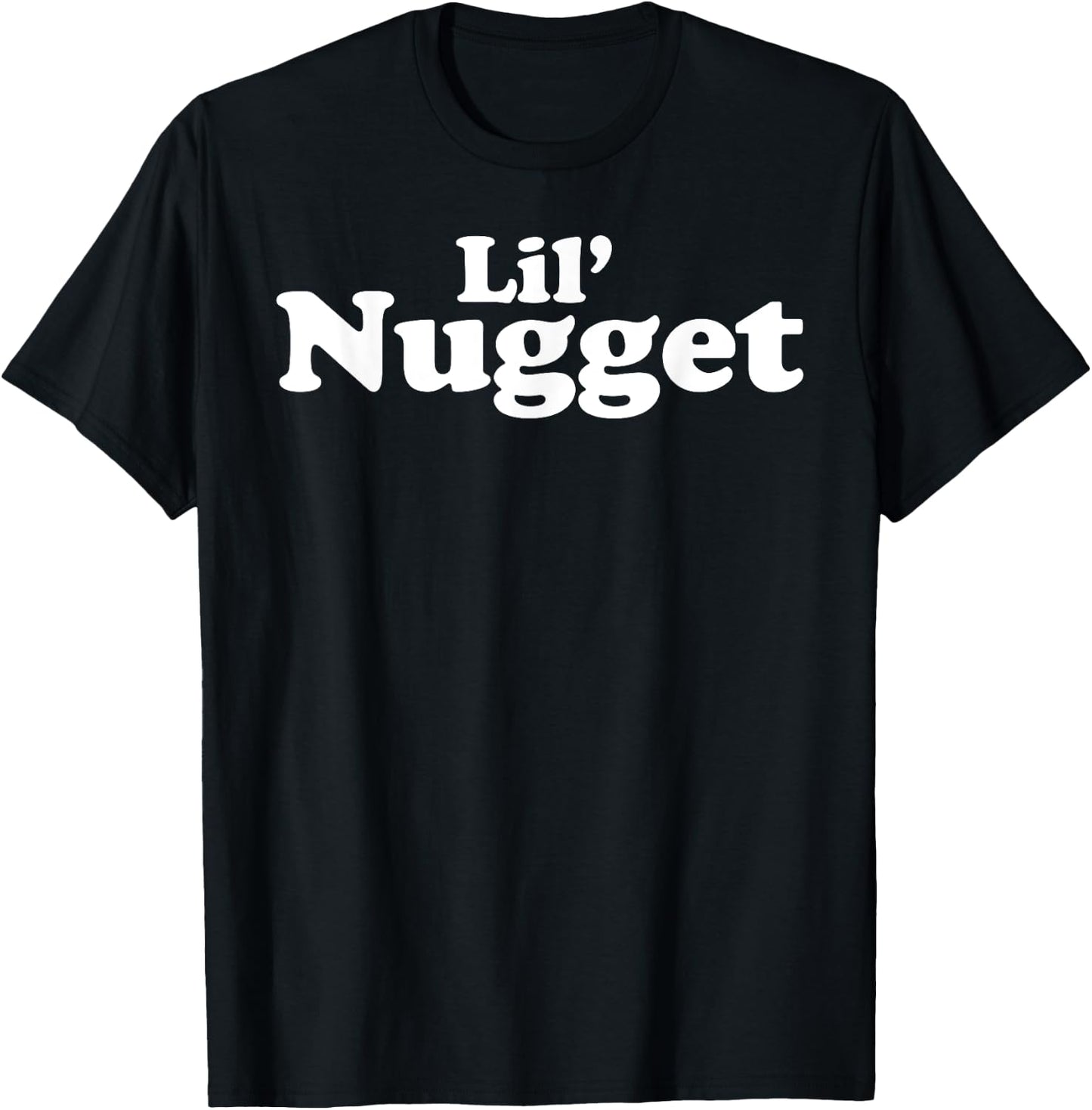 Miftees Chicken Nugget Lil' Nugget Black -Adults Small Classic Fit Letter Print T-Shirt - T-Shirt | Black