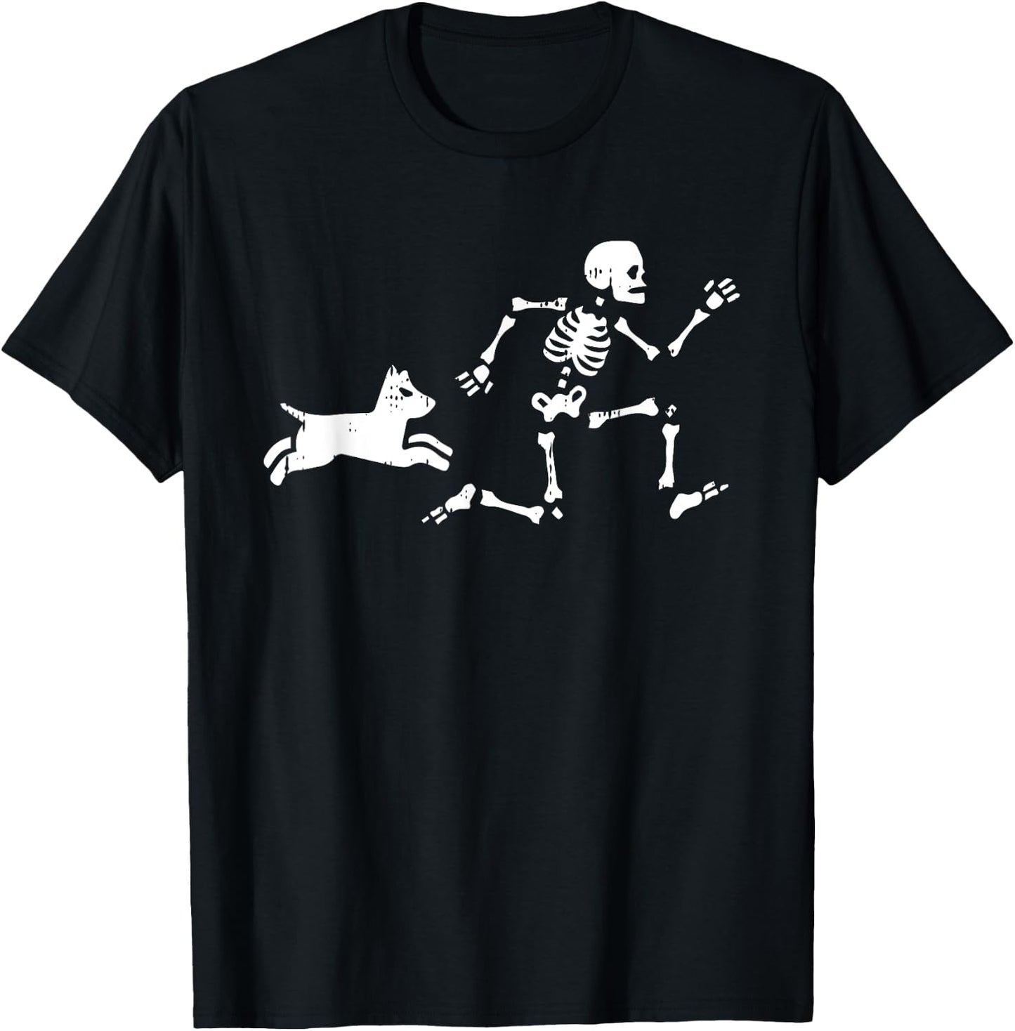 Skeleton Running Halloween Costume Funny Dog Skull T-Shirt - T-Shirt | Black