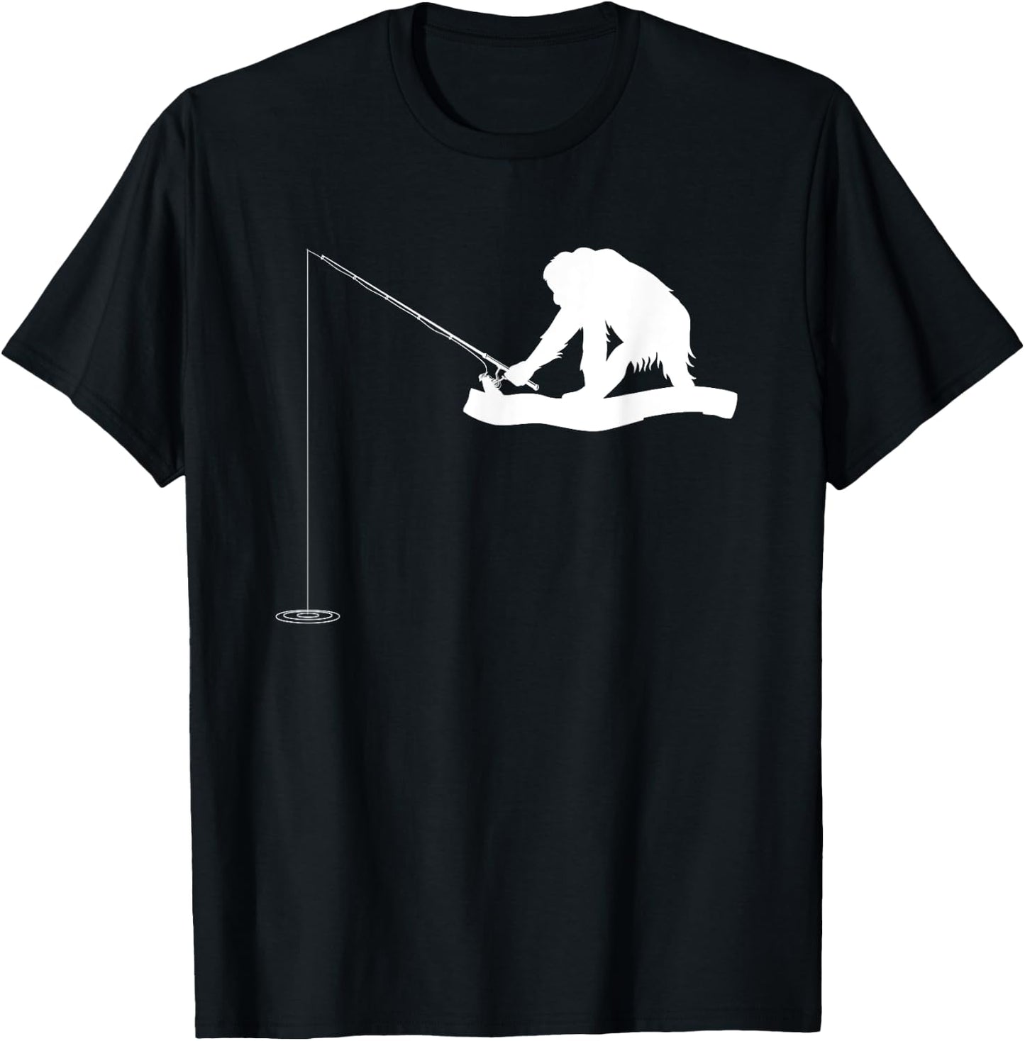 Fishing Monkey Orangutan Monkey Fishing Monkey T-Shirt - T-Shirt | Black