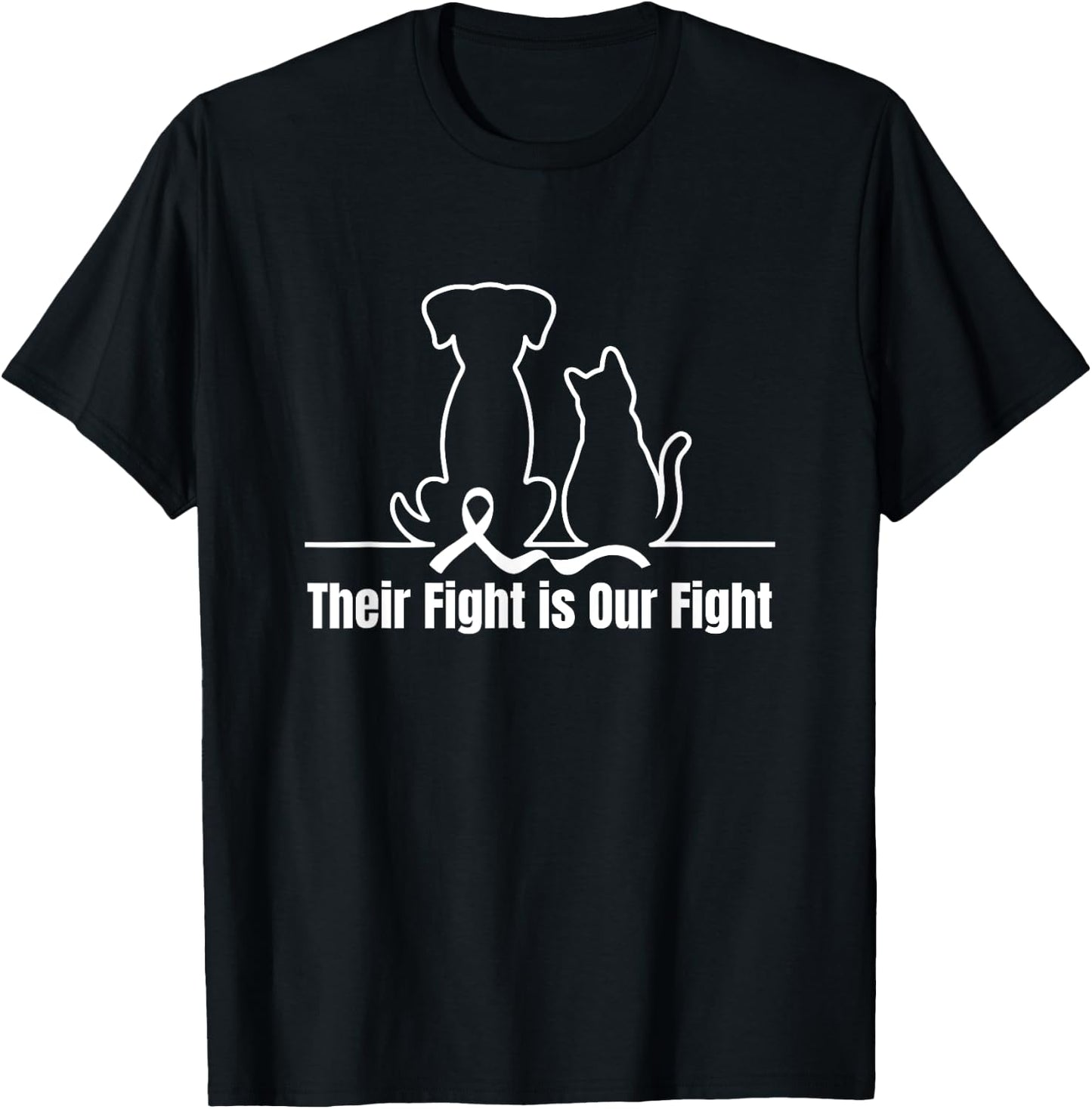 Their Fight is Our Fight Canine Dog Cat Pet Cancer Awareness Women T-Shirt - T-Shirt | Black