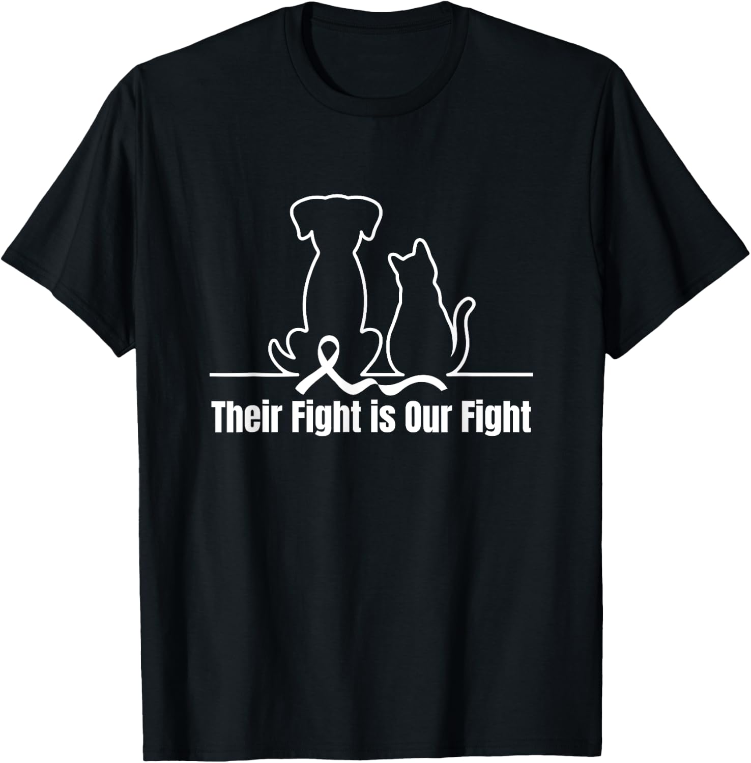 Their Fight is Our Fight Canine Dog Cat Pet Cancer Awareness Women T-Shirt - T-Shirt | Black