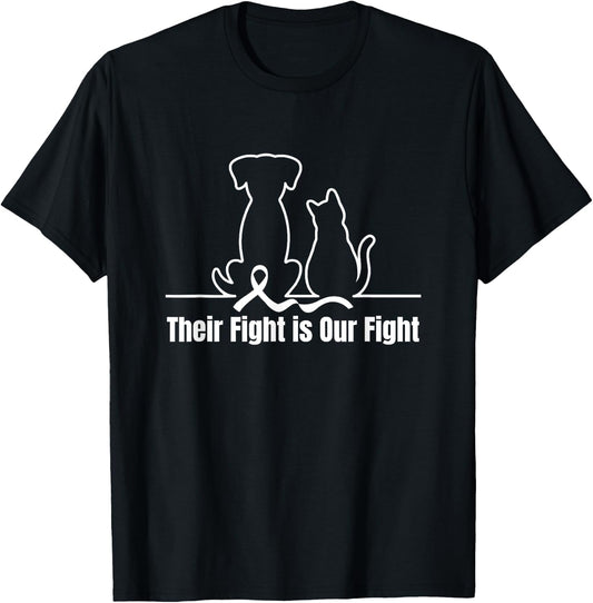 Their Fight is Our Fight Canine Dog Cat Pet Cancer Awareness Women T-Shirt - T-Shirt | Black