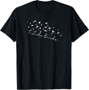 funny I Like Birds Minimalist Birds-watching T-Shirt - T-Shirt | Black