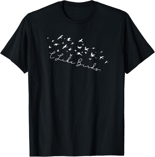 funny I Like Birds Minimalist Birds-watching T-Shirt - T-Shirt | Black