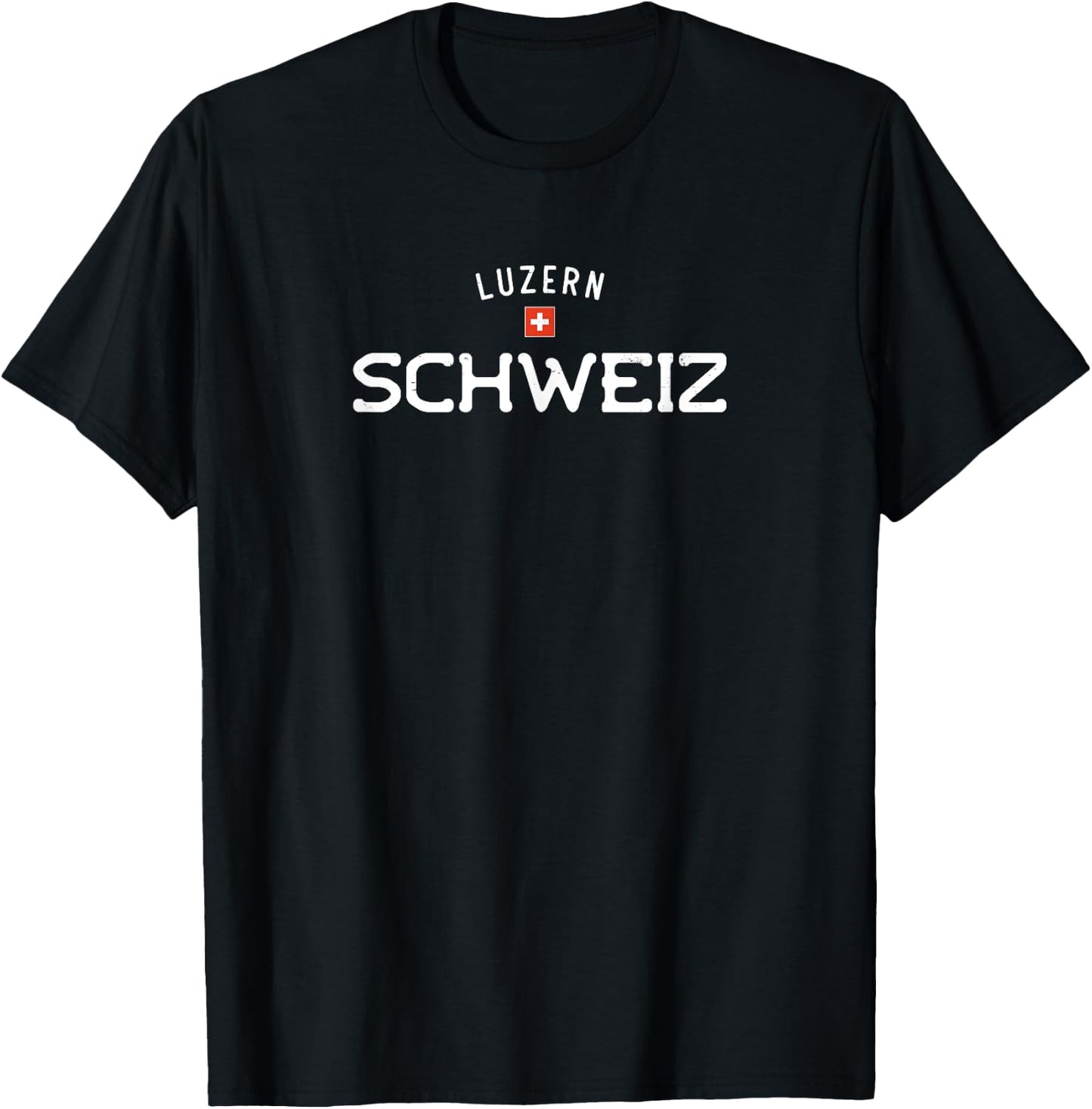 Luzern Schweiz (Lucerne Switzerland) Swiss Flag T-Shirt - T-Shirt | Black
