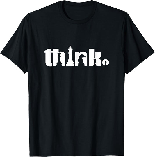 Think Chess Player Chess Game T-Shirt - T-Shirt | Black