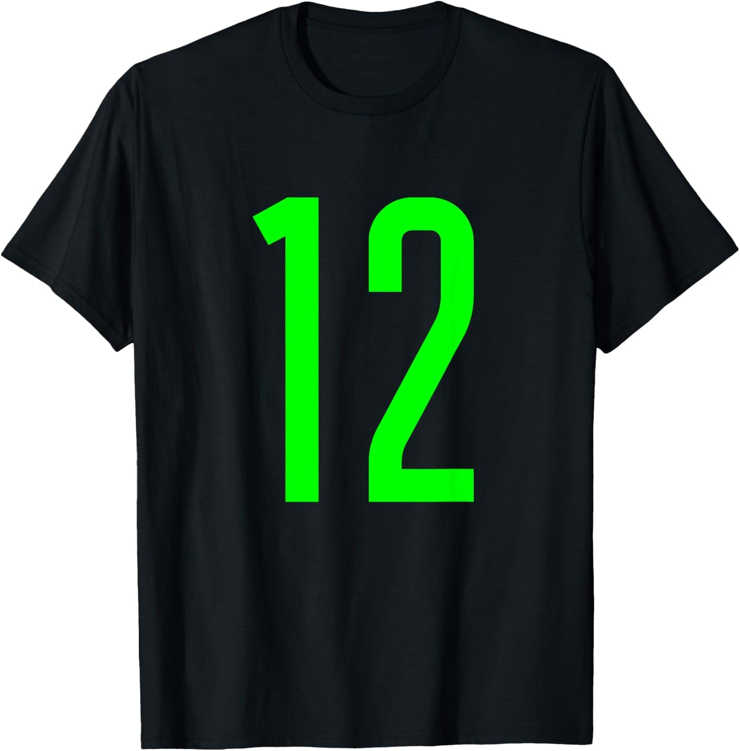 All Sports Fan Favorite Green Number #12 Jersey T-Shirt - T-Shirt | Black