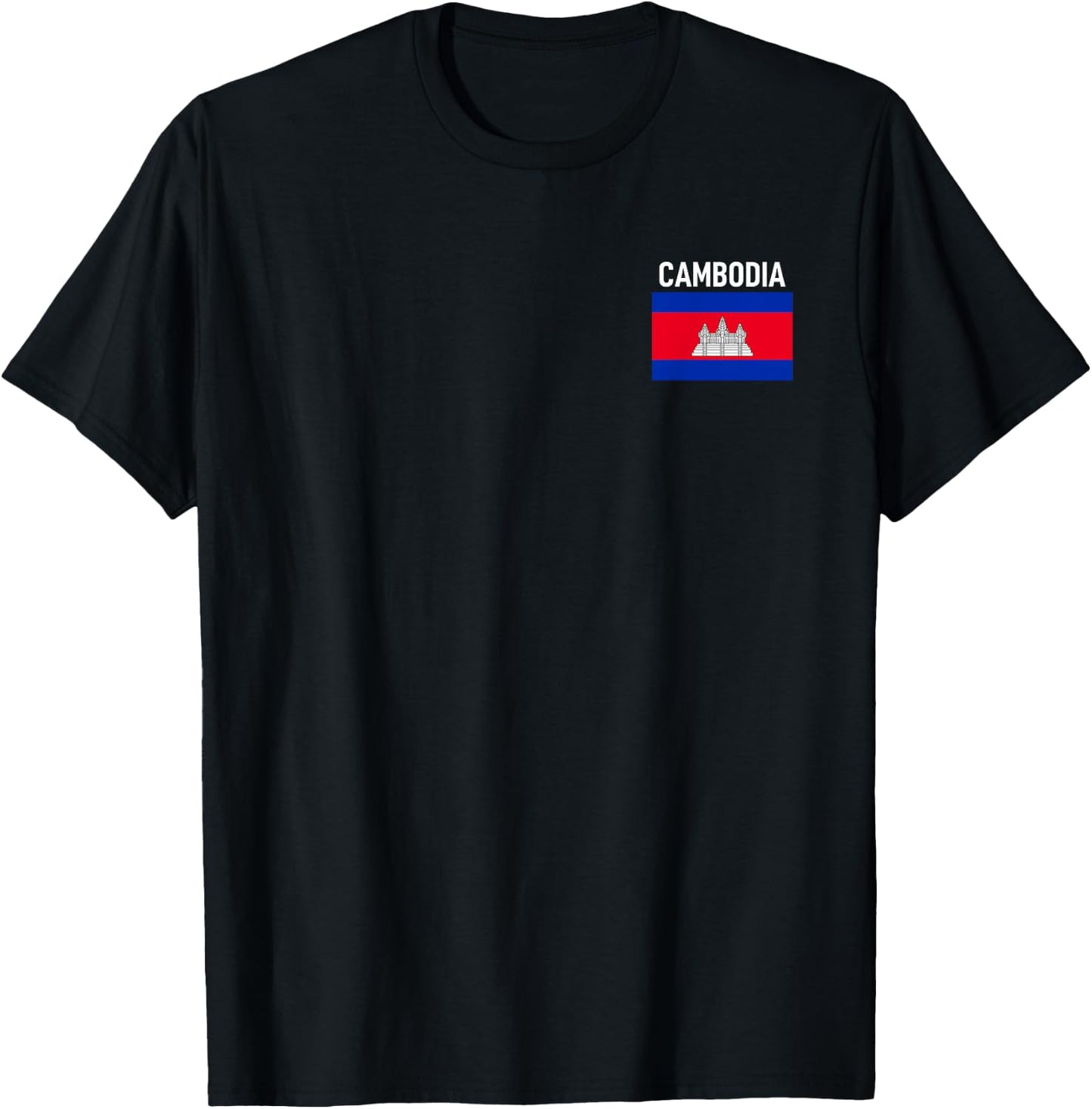 Cambodia Flag Pocket Cambodian Family Roots Men Women Kids T-Shirt - T-Shirt | Black