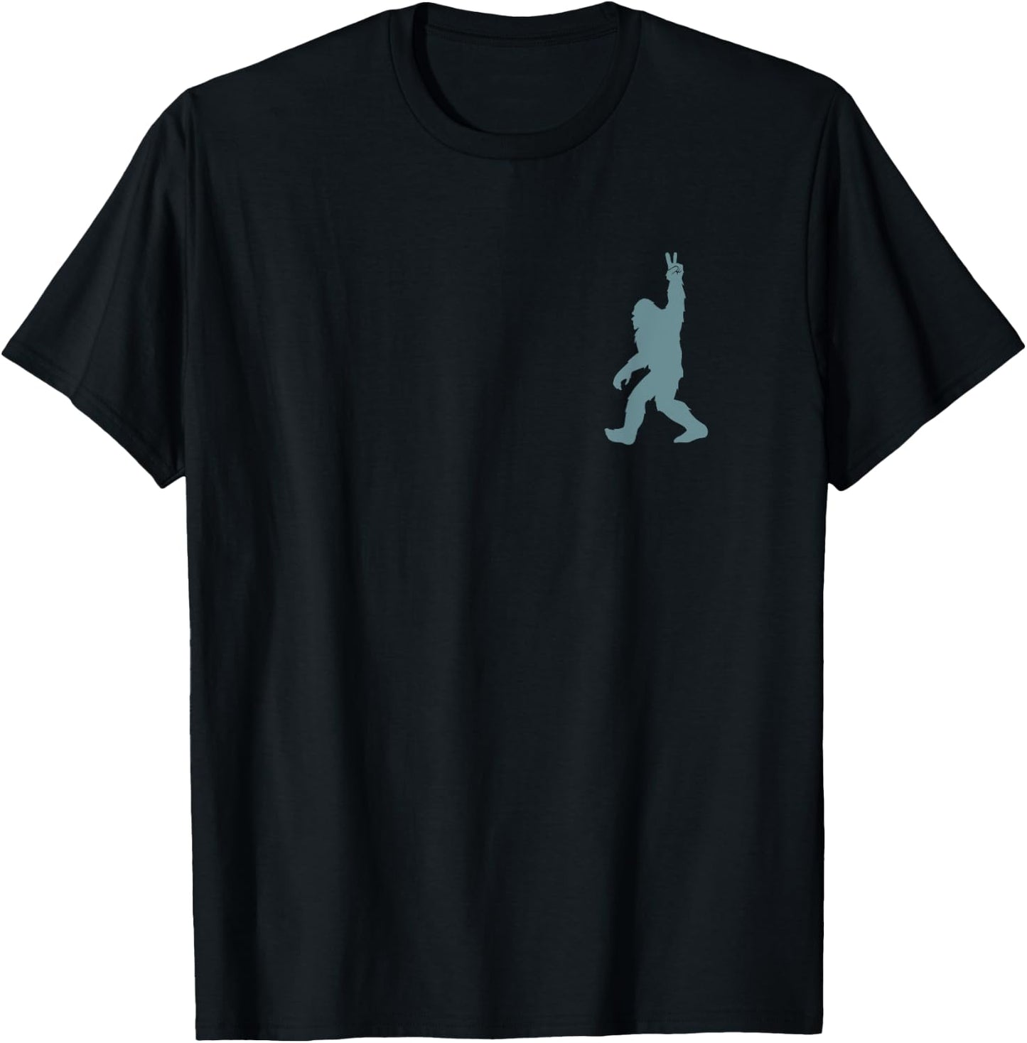 Funny Bigfoot Sasquatch Peace Sign Big Foot Squatch Pocket T-Shirt - T-Shirt | Black