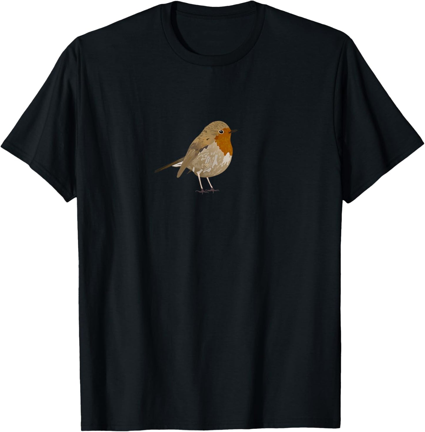 Robin Redbreast Cute Bird T-Shirt - T-Shirt | Black